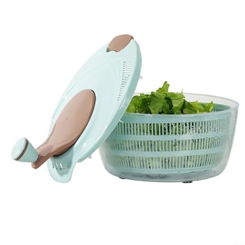 ZAMETTER Salatschleuder 22,5 x 26 cm Gemüse- und Obstsalatschleuder mit Kurbel Gemüsewaschkorb und Servierschale Haushalt Obst Abtropfgestell Salattrockner (blau) von ZAMETTER