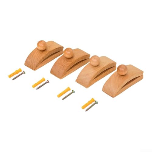 ZAMETTER Tapisserie-Kleiderbügel, 4 Stück, Quilt-Wandaufhänger, Holz-Clips mit Schrauben, Buchenholz, Quilt-Wandhaken, rustikale Deckenclips (Holzklammern) von ZAMETTER