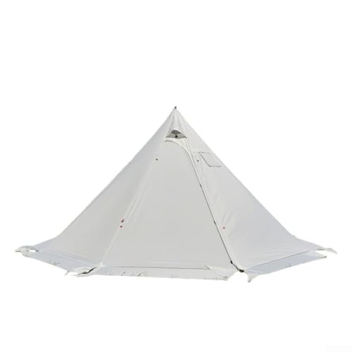 ZAMETTER Tingxue 400PRO Outdoor-Campingzelt, Pyramiden-Zelte, 4-Jahreszeiten-Doppeltüren, feuerfeste Belüftung, Fenster, Outdoor-Unterstände für Gruppen-Camping, Wandern, Aktivitäten (grauweiß) von ZAMETTER