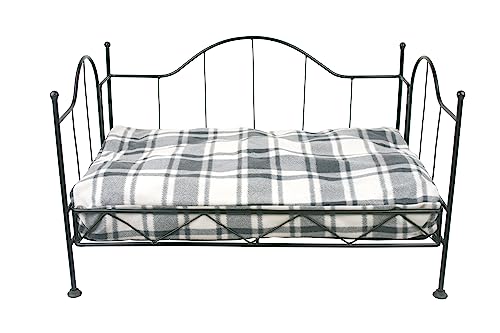 Bett aus Metall, Stil Schmiedeeisen, zusammenklappbar, 74 x 48 x 44 cm, Schwarz von ZAMIBO