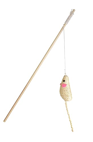 ZAMIBO Angelrute mit Holzgriff, Maus, 8 cm, 40 cm, Natur von ZAMIBO