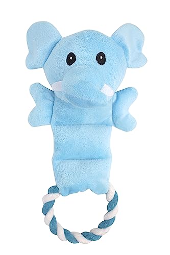 ZAMIBO Plüschtier mit Sound Elefant, Seil, 29 cm, Weiß und Blau von ZAMIBO