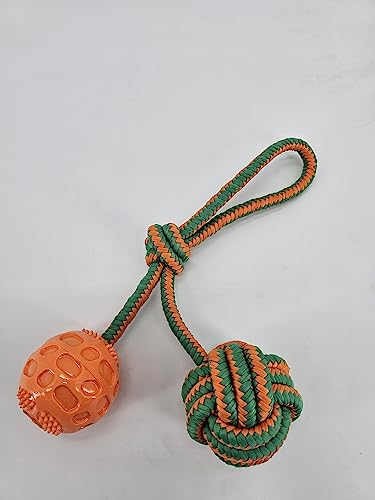 ZAMIBO Spielzeug Seil 34 cm, 2 Bälle 7,5 cm, TPR und Polyester, Grün, Orange von ZAMIBO