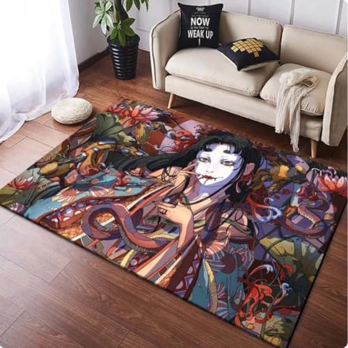 Japanische Schönheit Geisha 3D-Gedruckter Teppich Wohnzimmer Schlafzimmer Bereich Teppich Home Room rutschfeste Yoga Bodenmatte Geburtstagsgeschenk 120x160cm von ZAMOUX