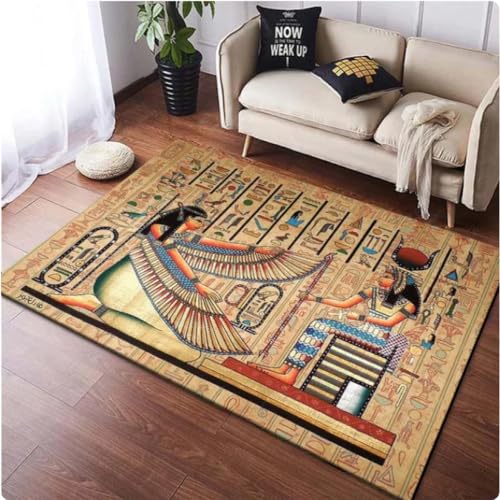 ZAMOUX Antiker Ägypten-Gott-Wandkunst-Teppich Für Wohnzimmer Schlafzimmer Waschbare Fußmatten Haushaltsbereichsmatte Heimdekoration 160x230cm von ZAMOUX