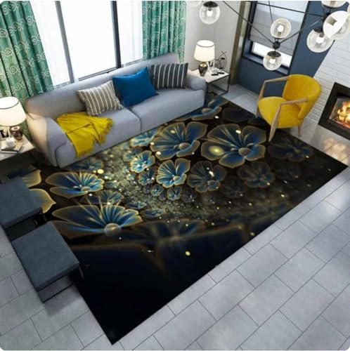 ZAMOUX Kreative Blumenmuster 3D-Gedruckter Teppich Wohnzimmer Home Decor Sofa Tisch Teppiche Stuhl Lounge Anti-Rutsch-Bodenmatte 120x160cm von ZAMOUX