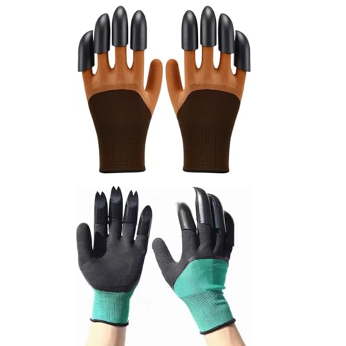 ZAMXHUG 2 Paar Gartenhandschuhe mit Krallen - robuste komfortable Handschuhe zum Graben, Gartenhandschuhe Dornenfest, wasserdichte Gartenhandschuhe, Schutzhandschuhe für Graben, Gartenarbeit von ZAMXHUG
