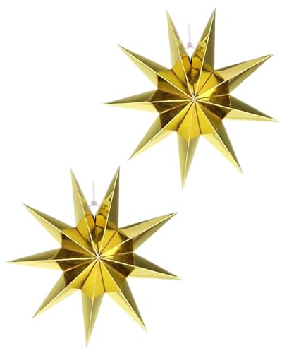 ZAMXHUG 2pcs Faltsterne Weihnachten Deko, Weihnachtsstern Papiersterne zum Aufhängen Set Neuneck Papiersterne Weihnachtsanhänger für Weihnachten Dekoration Geburtstags Party, Gold ZAMXHUG 2pcs Faltsterne Weihnachten Deko, Weihnachtsstern Papiersterne zum Aufhängen Set Neuneck Papiersterne Weihnachtsanhänger für Weihnachten Dekoration Geburtstags Party, Gold von ZAMXHUG