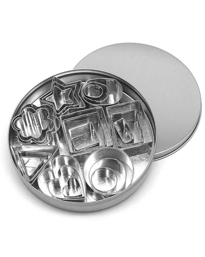 ZAMXHUG Ausstechformen - 24 pcs Mini Ausstecher Set,Formen zum Ausschneiden von Teig,Tortenkruste und Obst,Sechseck Rundes Herz Quadratisches Dreieck Ovaler Regentropfen Geometrische Formen Cutter von ZAMXHUG