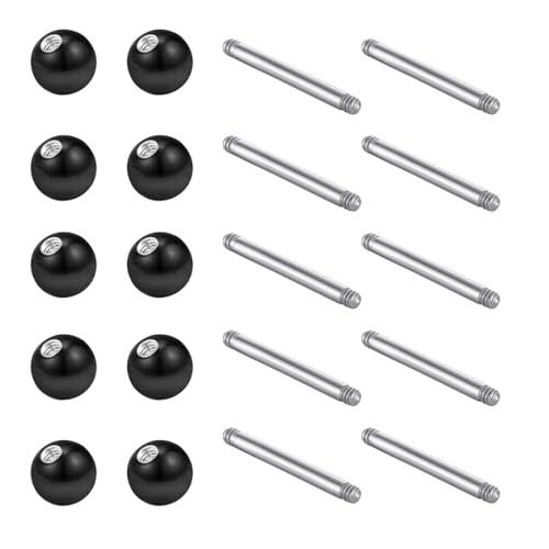 ZAMXHUG Piercing Kugeln - 20 pcs Piercing Kugel 6mm Chirurgenstahl Ersatzkugel 1.2mm Gewinde Schraubkugel Set Silber Schwarz von ZAMXHUG