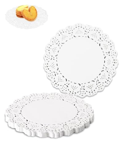 ZAMXHUG Rund Papierdeckchen - 100pcs 16.5cm Runde Papier Tischsets Deckchen Kuchenmatte Papier für Hochzeit,Geburtstag,Kuchen,Desserts, Geschirr Lebensmitteldekoration Disposable Lace Doilies Paper von ZAMXHUG