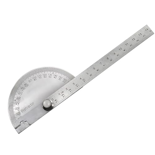 ZAMXHUG Winkelmesser mit Lineal - 1 pcs Goniometer-Lineal, Winkelmesser aus Edelstahl, Gradmesser Goniometer, Winkelmesser mit Rundkopf für Schüler Ingenieur Architekturdesign Tischlerei von ZAMXHUG
