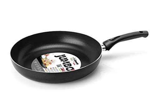 Zanetti Jumbo Bratpfanne antihaftbeschichtet 24 cm Durchmesser Boden geschliffen hohe Form schwarz Made in Italy von Zanetti