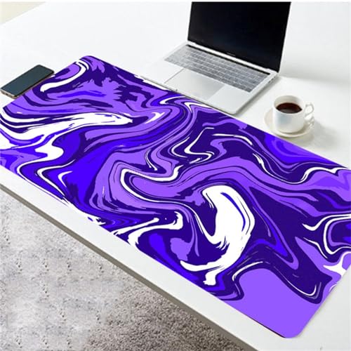 Gaming Mauspads Blau Lila Weiß Großes Mousepad XXL Mauspad 1200x600x2mm Schreibtisch Protector Matte mit Anti-Rutsch Basis mit Genähten Rändernfür für Gaming Büro Zuhause von ZANHOG