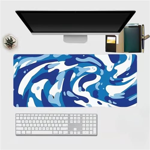 Gaming Mauspads Blau Weiss Großes Mousepad 600x400x2mm XXL Mauspad Schreibtisch Protector Matte mit Anti-Rutsch Basis mit Genähten Rändernfür für Gaming Büro Zuhause von ZANHOG