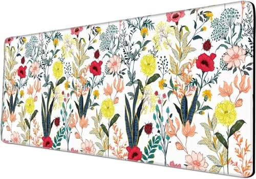 Gaming Mauspads Bunte Blume Großes Mousepad 600x300x2mm XXL Mauspad Schreibtisch Protector Matte mit Anti-Rutsch Basis mit Genähten Rändernfür für Gaming Büro Zuhause von ZANHOG