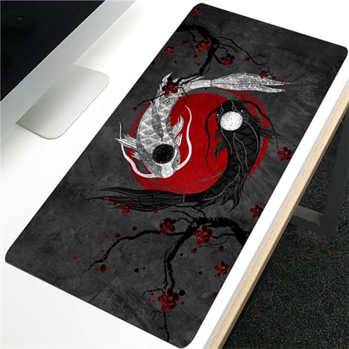 Gaming Mauspads Schwarz Weiß Rot Großes Mousepad 1000x500x2mm XXL Mauspad Schreibtisch Protector Matte mit Anti-Rutsch Basis mit Genähten Rändernfür für Gaming Büro Zuhause von ZANHOG