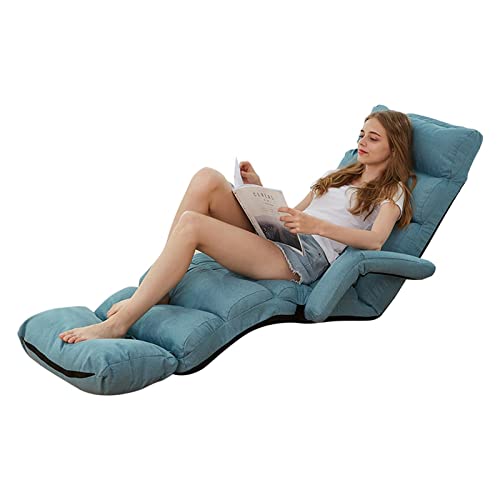 ZANHOG Boden Faltbare Stoff Gepolsterte Chaiselongue Wohnzimmermöbel Lazy Sofa Daybed Sleeper Lounger Chair Stilvolle Couchbetten (Farbe : Blue Color) von ZANHOG