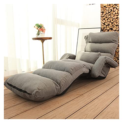 ZANHOG Boden Faltbare Stoff Gepolsterte Chaiselongue Wohnzimmermöbel Lazy Sofa Daybed Sleeper Lounger Chair Stilvolle Couchbetten (Farbe : Grey Color) von ZANHOG