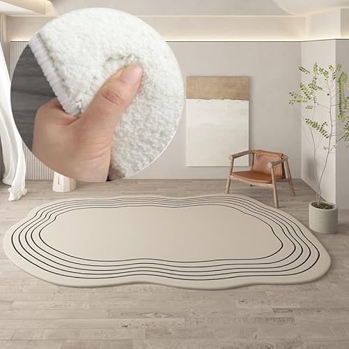 ZANHOG Irregular Round Living Room Carpet Simple Decorative Bedroom Carpets Ins Bedside Rugs Special-Shaped Room Rug Customize (Farbe : 3, Size : 160x230cm) von ZANHOG