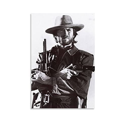 ZANNZA Kunstdruck Poster 60 * 90cm Clint Eastwood Retro Stampa in bianco e nero dipinti per soggiorno camera da letto decorazione Senza Cornice von ZANNZA