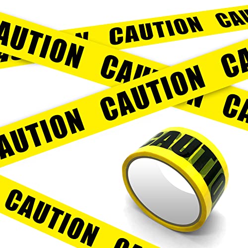 Gelbes Warnband, Caution Barricade Sicherheitsband schwarzem Schrifttext, maximale Lesbarkeit Gefahrenabstandsschild für Arbeitsplatz Gefahrenbereiche Halloween Dekorationen, 4,8cm*25m, selbstklebend von ZANPOON