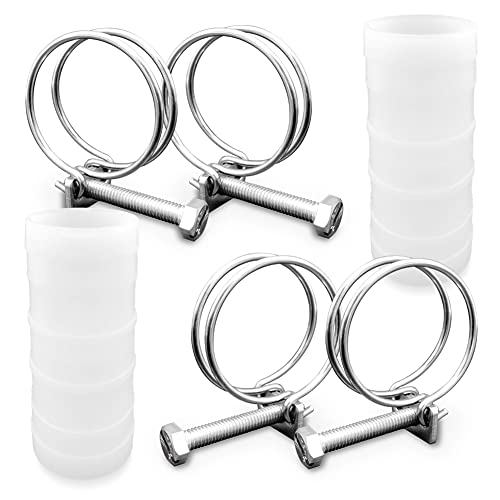 ZANPOON Doppeldraht-Schlauchschellen mit 2 Inline-Teichschlauchverbinder-Verbindungsstücken, verstellbare Schlauchschellen aus 304 Edelstahl, geeignet für Haus und Industrie (40 mm) von ZANPOON