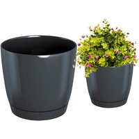 Coubi runder Blumentopf mit Untersetzer, Graphit, 10 x 9,2 cm Coubi runder Blumentopf mit Untersetzer, Graphit, 10 x 9,2 cm von ZANVIC