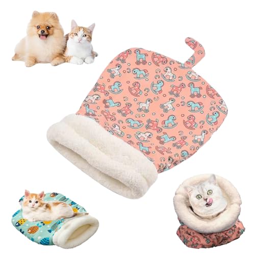 Cozy Pet Nest for Cats and Dogs, Cat Sleeping Bag for Indoor Cats, Soft Cat Dog Sleeping Bag, Kitten & Small Dog Cave, Calming Warm for All Seasons (Pink, M) von ZANWANXIN