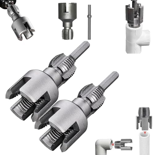Integrated Internal & External Pipe Threading Tool, Water Pipe Internal and External Integrated Threader, Electric Drill Compatible Pvc Pipe Thread Cutting Tool for Water Pipes (1/2"+3/4") von ZANWANXIN