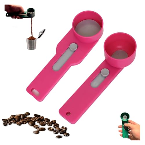 Multi Purpose Scoop with Built in Funnel, Scoop with Built in Funnel, Mess Free Measuring Funneler Sliding Spoon, For Ground Coffee, Protein Powder, Tea (Pink) von ZANWANXIN