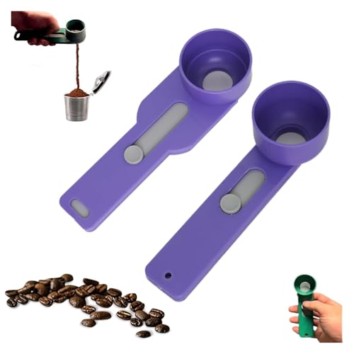 Multi Purpose Scoop with Built in Funnel, Scoop with Built in Funnel, Mess Free Measuring Funneler Sliding Spoon, For Ground Coffee, Protein Powder, Tea (Purple) von ZANWANXIN