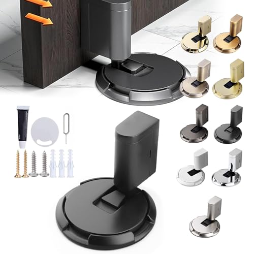 Pleasantk Door Wedge Stopper, Door Stopper Alarm Wedge, Door Stopper Wedges, Mechanical Doors Stopper No-Drill Installation Windproof & Silent Secure Adjustable Height (Black) von ZANWANXIN