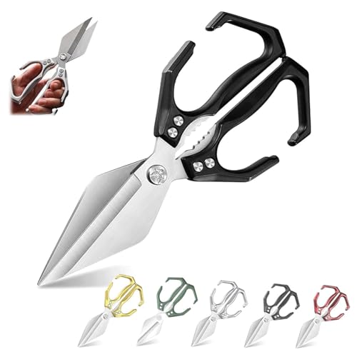 Seattleget Multifunctional Heavy-Duty Kitchen Shears, Heavy Duty Kitchen Shears, 2 in 1 Japanese Kitchen Scissors for Cutting Meat, Cutting Vegetables, Opening Walnuts (Black) von ZANWANXIN