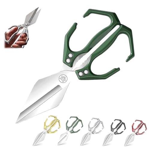 Seattleget Multifunctional Heavy-Duty Kitchen Shears, Heavy Duty Kitchen Shears, 2 in 1 Japanese Kitchen Scissors for Cutting Meat, Cutting Vegetables, Opening Walnuts (Green) von ZANWANXIN