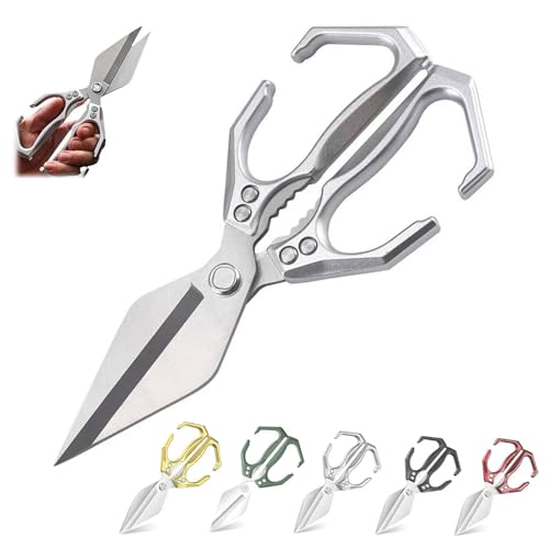 Seattleget Multifunctional Heavy-Duty Kitchen Shears, Heavy Duty Kitchen Shears, 2 in 1 Japanese Kitchen Scissors for Cutting Meat, Cutting Vegetables, Opening Walnuts (Silver) von ZANWANXIN