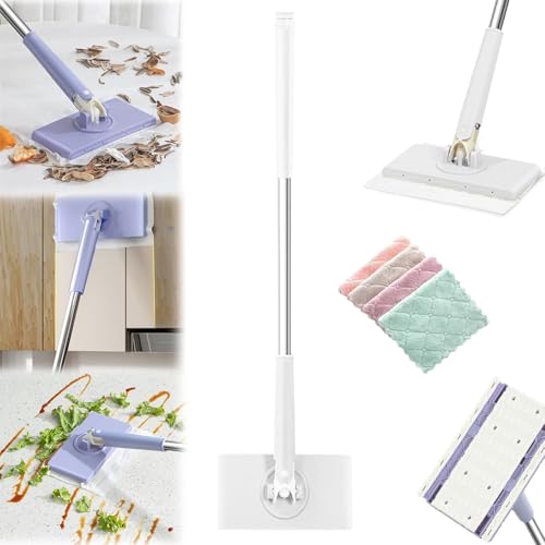 ZANWANXIN Automatic Cloth Changing Mini Mop, Mini Mop Cleaner, Hands-Free Mini Mop Compatible with Face Towels, Hands-Free Flat Dust Mop with 360°Rotating Head (White, 93cm/36.6in) von ZANWANXIN