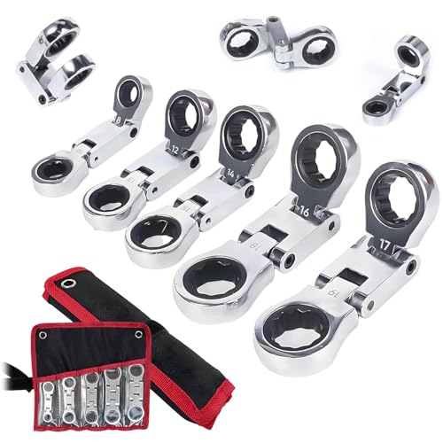 ZANWANXIN Dual-Drive Nano Flex-Head Pocket Ratchet, Gearwrench Ratcheting Wrench Set, Ratchet Allen Wrench Set, 180° Flex Dual-Drive Nano Ratchet for Narrow Spaces (1set) von ZANWANXIN