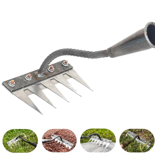 ZANWANXIN Iron Rake 2.0,Ironrake The Heavy-Duty Iron Weeding Rake,Irons Rakes for Gardening and Weeding, for Backyard Garden Lawn Loosening and Dethatching (5 Teeth) von ZANWANXIN