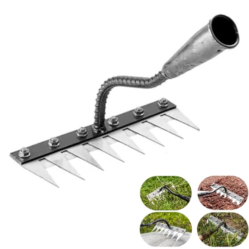 ZANWANXIN Iron Rake 2.0,Ironrake The Heavy-Duty Iron Weeding Rake,Irons Rakes for Gardening and Weeding, for Backyard Garden Lawn Loosening and Dethatching (8 Teeth) von ZANWANXIN