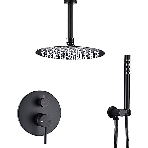 ZANWE Duschset Duschwand Schwarz Badezimmer Duscharmatur Messing Mattschwarz Duschset Regendusche Wasserhahn Dusche 2-Auslass Wasser Messing Wasserhahn Messing/12 Zoll Typ B ZANWE Duschset Duschwand Schwarz Badezimmer Duscharmatur Messing Mattschwarz Duschset Regendusche Wasserhahn Dusche 2-Auslass Wasser Messing Wasserhahn Messing/12 Zoll Typ B von ZANWE