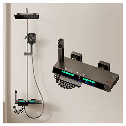 ZANWE Wandmontiertes Badezimmer-Duschsystem mit thermostatischem Duschventil aus Messing, Regenduschkopf mit Handbrause, Wannenauslauf und Bidetbrause, Duschhahn-Set mit Temperaturanzeige ZANWE Wandmontiertes Badezimmer-Duschsystem mit thermostatischem Duschventil aus Messing, Regenduschkopf mit Handbrause, Wannenauslauf und Bidetbrause, Duschhahn-Set mit Temperaturanzeige von ZANWE