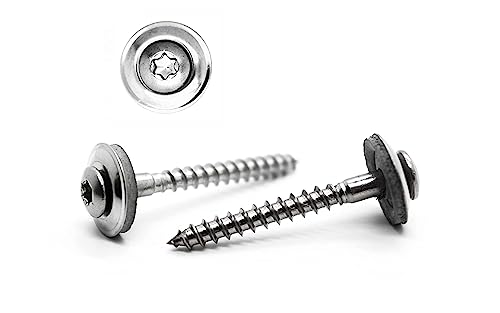 Zapados® Spenglerschrauben - TX20 - Edelstahl A2-2tlg. mit 15 mm EPDM - Dichtscheibe (4,5x45mm / 15 Dichtscheibe, 100) von ZAPADOS