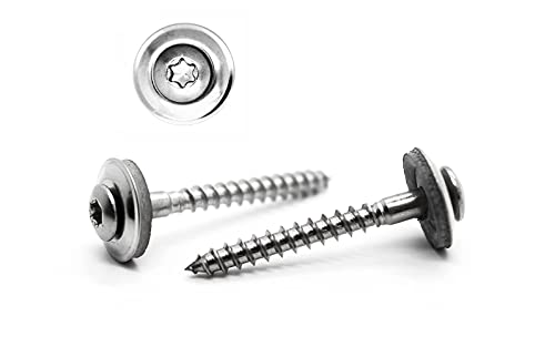 Zapados® Spenglerschrauben - TX20 - Edelstahl A2-2tlg. mit 15 mm EPDM - Dichtscheibe (4,5x55mm / 15 Dichtscheibe, 50) von ZAPADOS