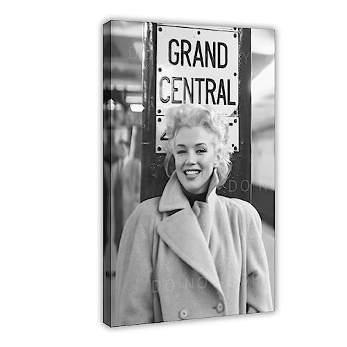 Marilyn Monroe Druck – Grand Central Station 2. März 1955 in New York City – Schwarz und Weiß Foto Leinwand Poster Wandkunst Dekor Druck Bild Gemälde für Wohnzimmer Schlafzimmer Dekoration Rahmen-Stil von ZAPORA