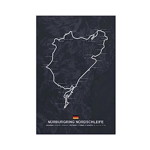 Nürburgring Nordring Metall Schlafzimmer Ästhetische Leinwand Wandkunst Wohnzimmer Wandposter Leinwand Poster Wandkunst Dekor Druck Bild Gemälde für Wohnzimmer Schlafzimmer Dekoration Unrahmen-Stil von ZAPORA