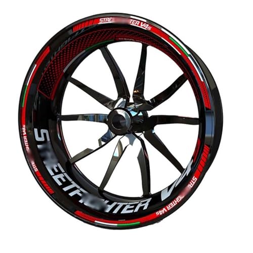 ZAPORA Roller Motorrad Felgenaufkleber Rad Aufkleber Logo Für Ducati Streetfighter V4s V4 848 1098 Standard Plus Design Randaufkleber (Color : 8) von ZAPORA