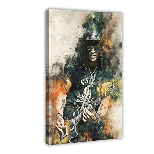 ZAPORA Heavy Metal Rock Music Great Guitarist Slash Leinwand Poster Wandkunst Dekor Druck Bild Gemälde für Wohnzimmer Schlafzimmer Dekoration Rahmenstil 60 x 90 cm von ZAPORA