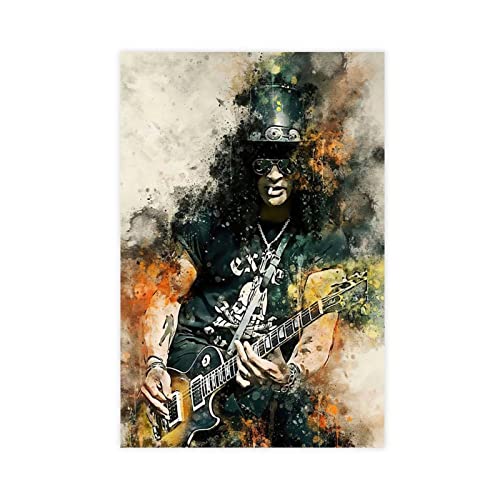ZAPORA Heavy Metal Rock Music Great Guitarist Slash Leinwand Poster Wandkunst Dekor Druck Bild Gemälde für Wohnzimmer Schlafzimmer Dekoration ungerahmt 60 x 90 cm von ZAPORA