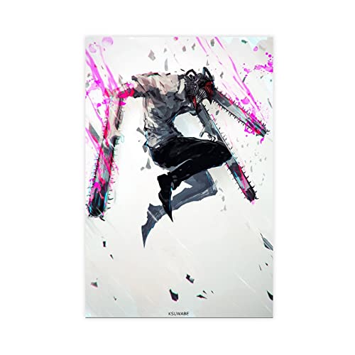 ZAPORA Japanisches Anime-Poster mit Kettensägen-Mann, Denji, 5, Wandkunst, Dekor, Bild, Gemälde für Wohnzimmer, Schlafzimmer, Dekoration, ungerahmt, 30 x 45 cm von ZAPORA